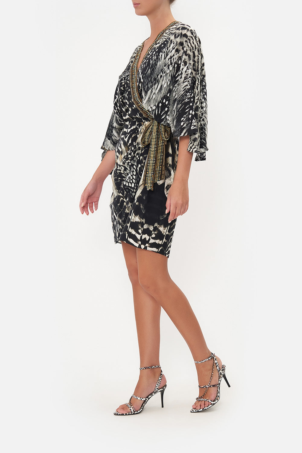 DRAPED FRONT WRAP DRESS NIGHT OWL