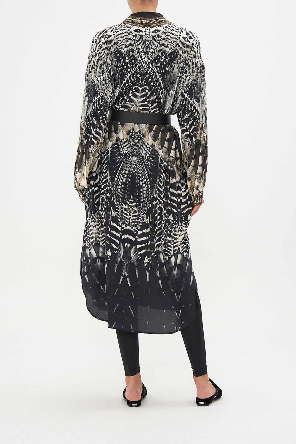 BLOUSON SLEEVE PLACKET DRESS NIGHT OWL