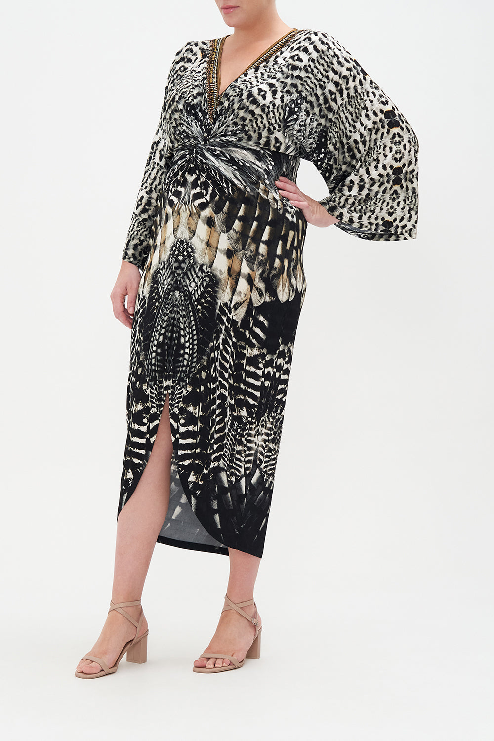 LONG SPLIT FRONT TWIST DRESS NIGHT OWL