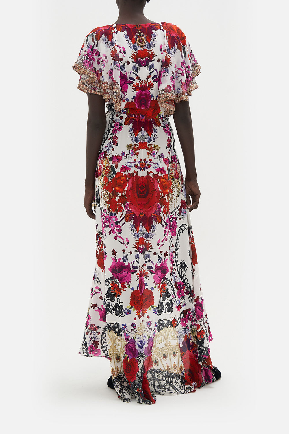 FRILL SLEEVE LONG DRESS REIGN OF ROSES