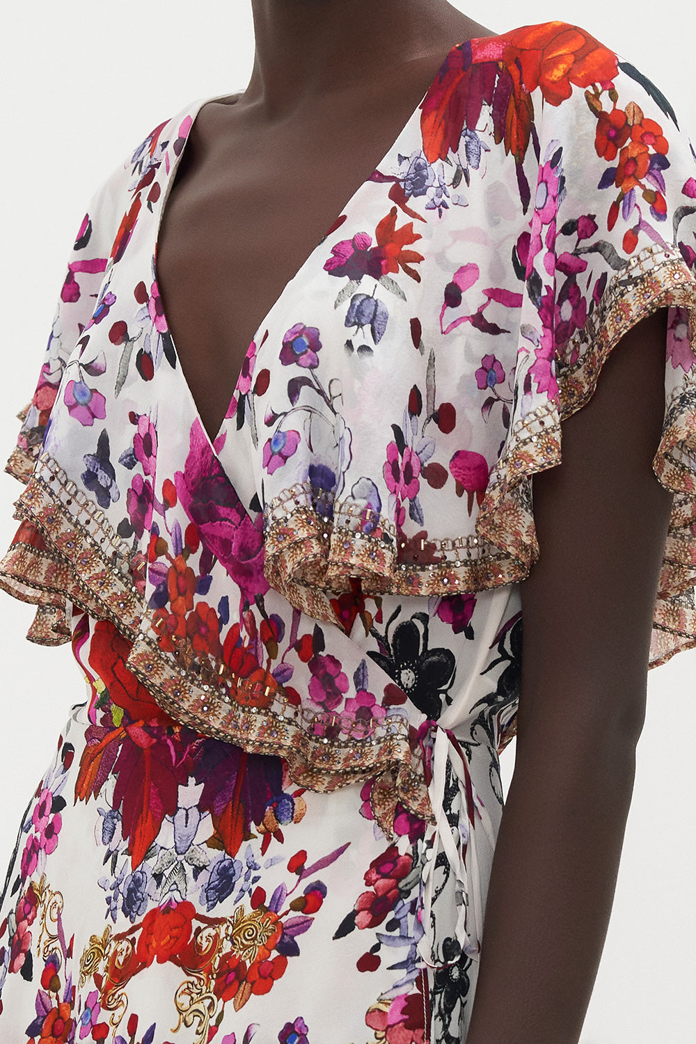 FRILL SLEEVE LONG DRESS REIGN OF ROSES