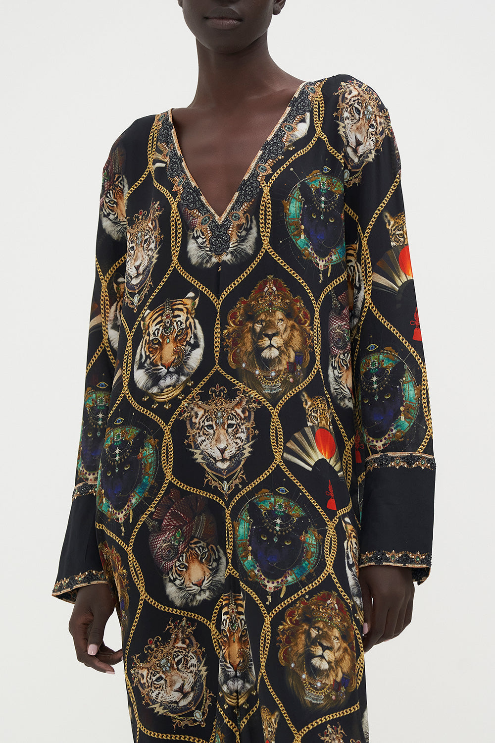 DRAPED BACK LONG SLEEVE DRESS JAGGIS JEWELS