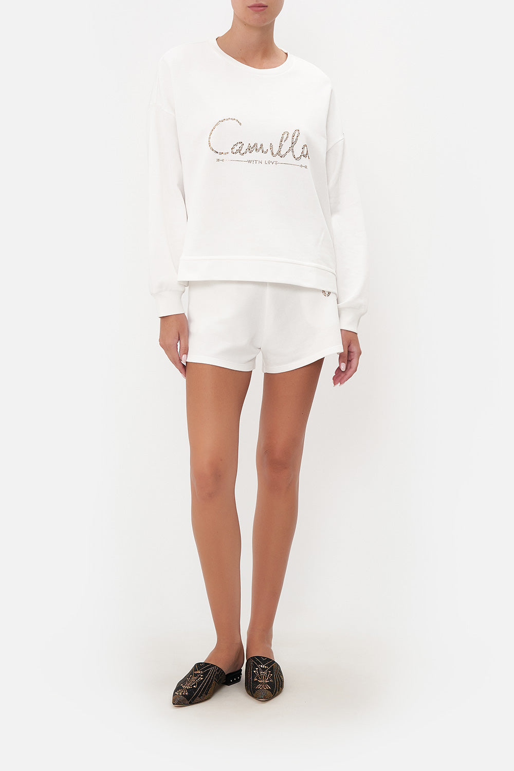SHORT RELAXED SWEATER LOGO CAPSULE - SOLID WHITE