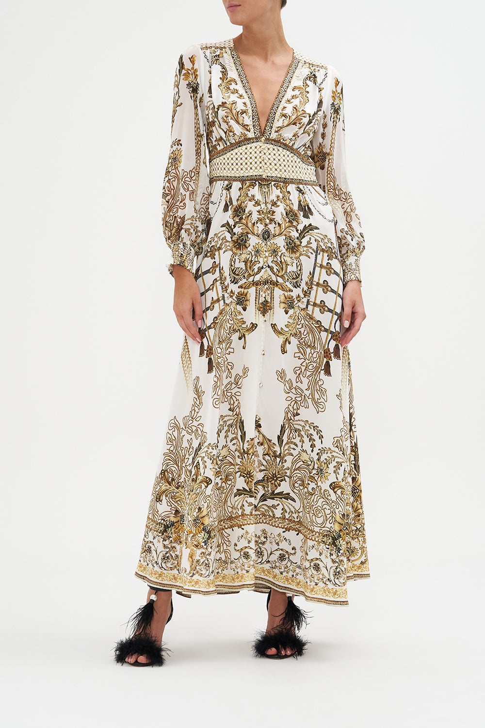 Button Dress With Shaped Waistband Road To Richesse print by CAMILLA