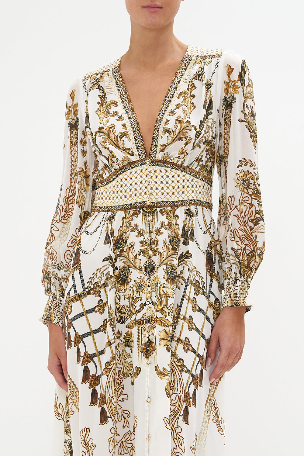 BUTTON DRESS WITH SHAPED WAISTBAND ROAD TO RICHESSE