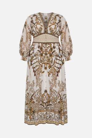 CAMILLA plus size white silk maxi dress in Road To Richesse print