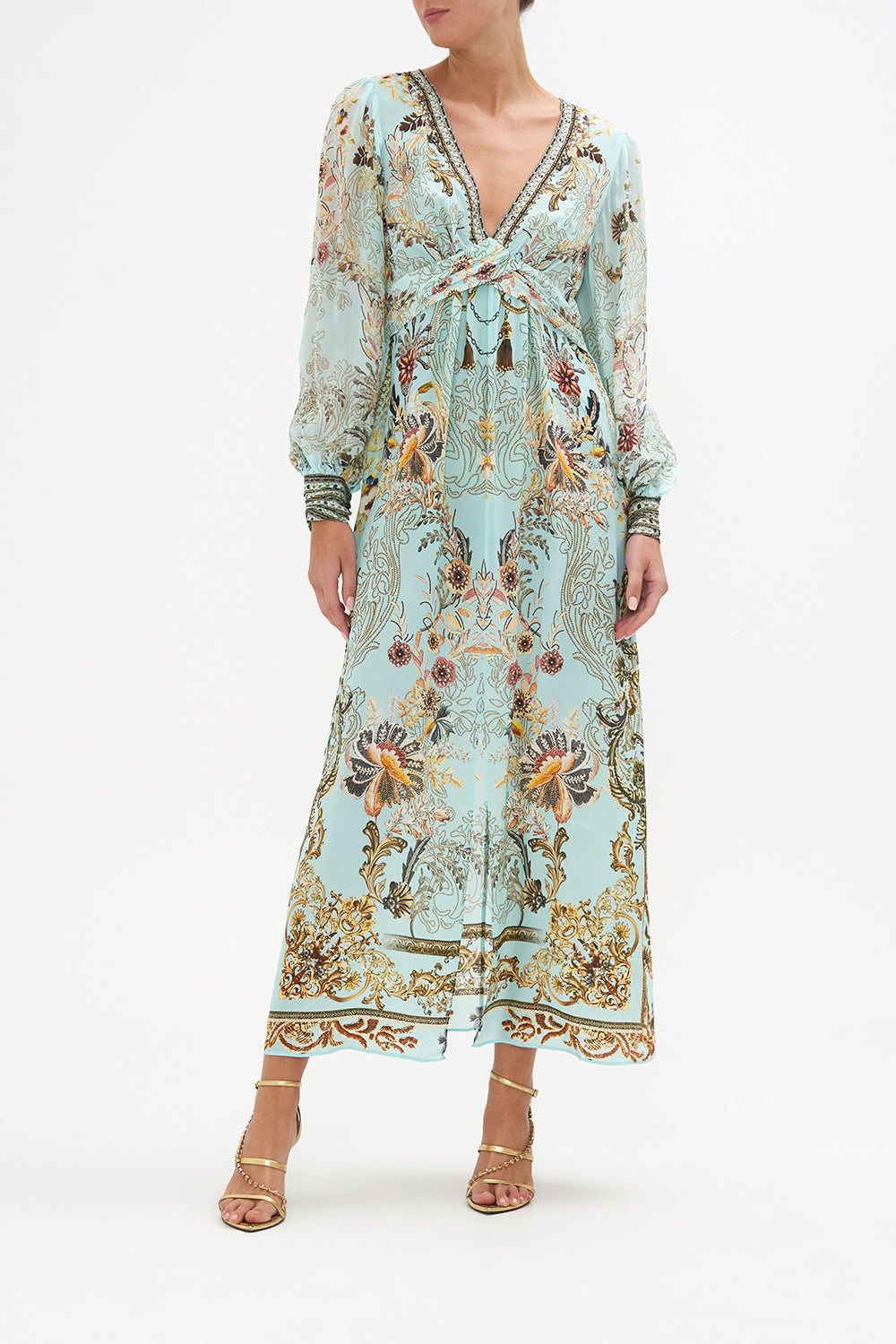 Twist Front Long Dress Adieu Yesterday print by CAMILLA