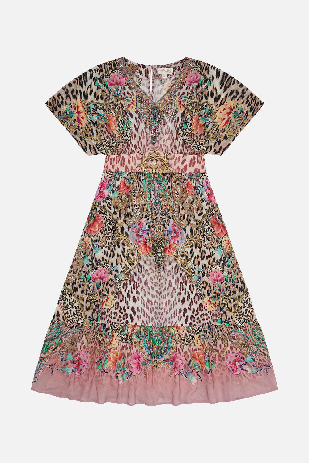 Kids Relaxed Shirred Waist Dress  12-14 Queen Atlantis print by CAMILLA