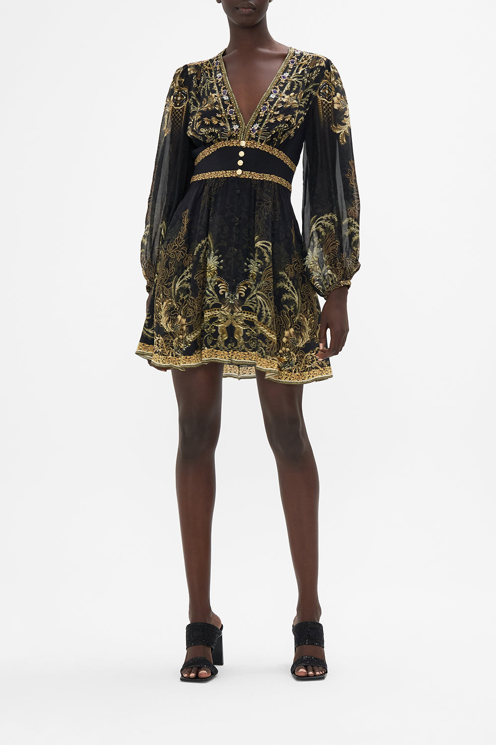 Curved Waistband Short Dress The Night Is Noir print by CAMILLA