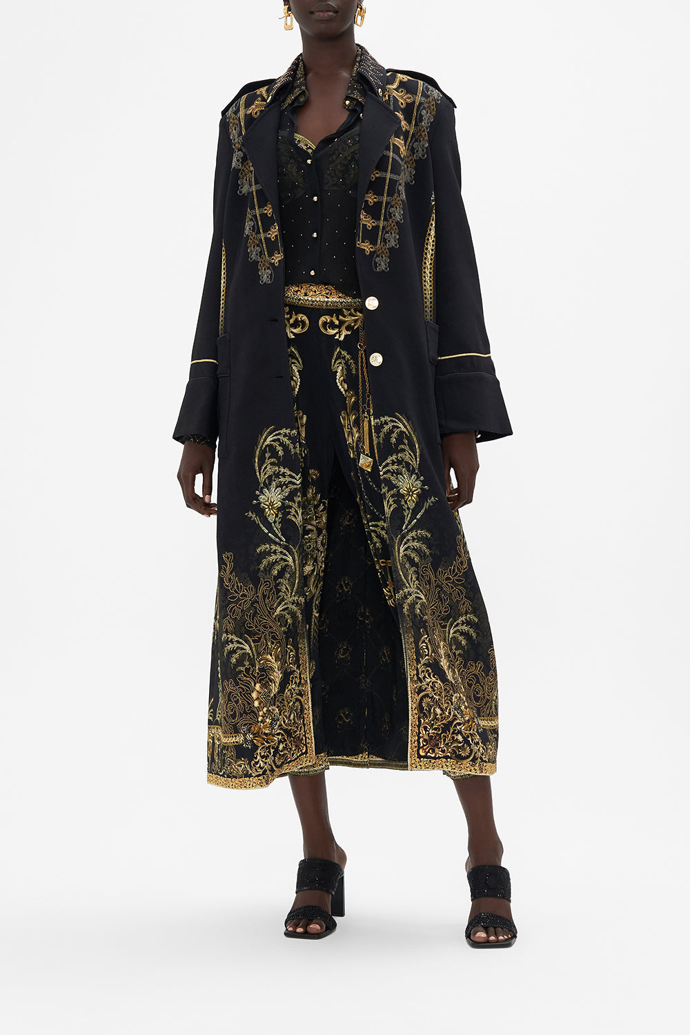 Long Military Coat The Night Is Noir print by CAMILLA