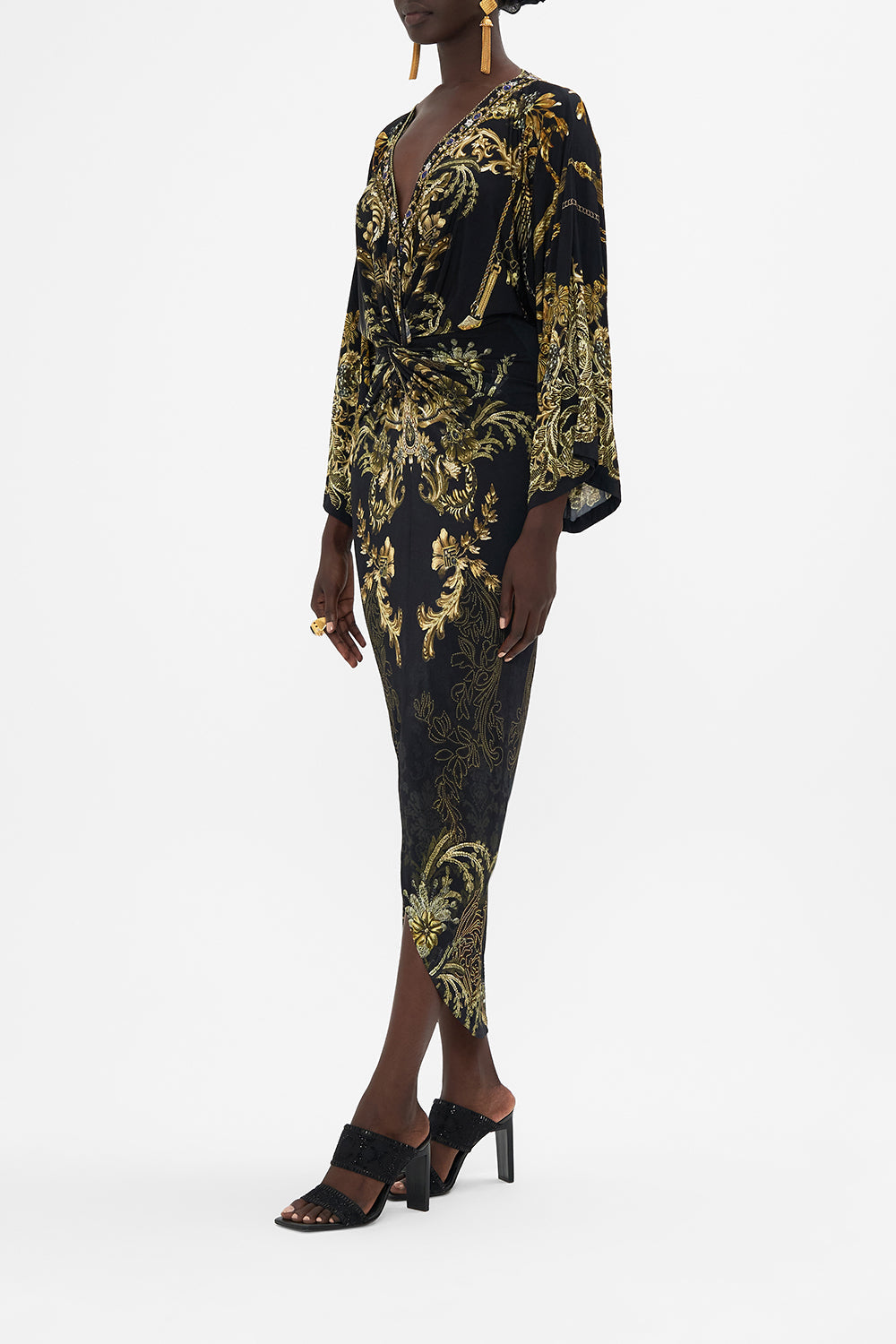 LONG SPLIT FRONT TWIST DRESS THE NIGHT IS NOIR