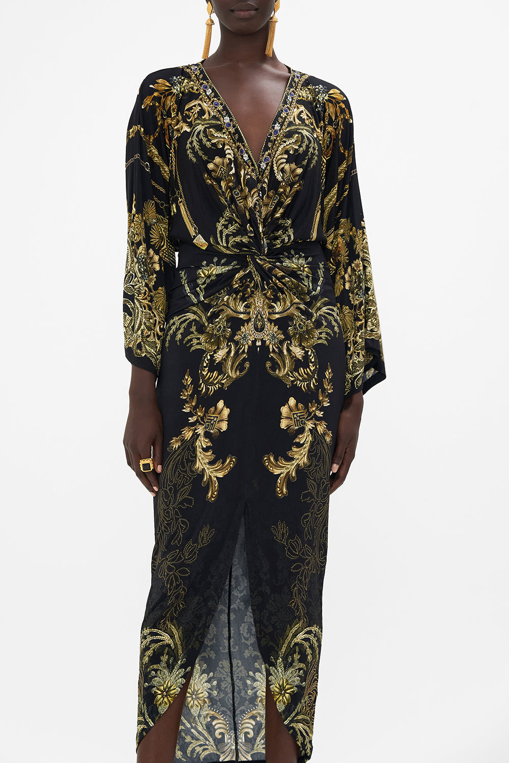 LONG SPLIT FRONT TWIST DRESS THE NIGHT IS NOIR