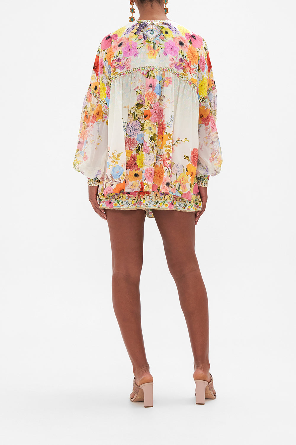 BLOUSON BLOUSE WITH NECK TIE SUNLIGHT SYMPHONY