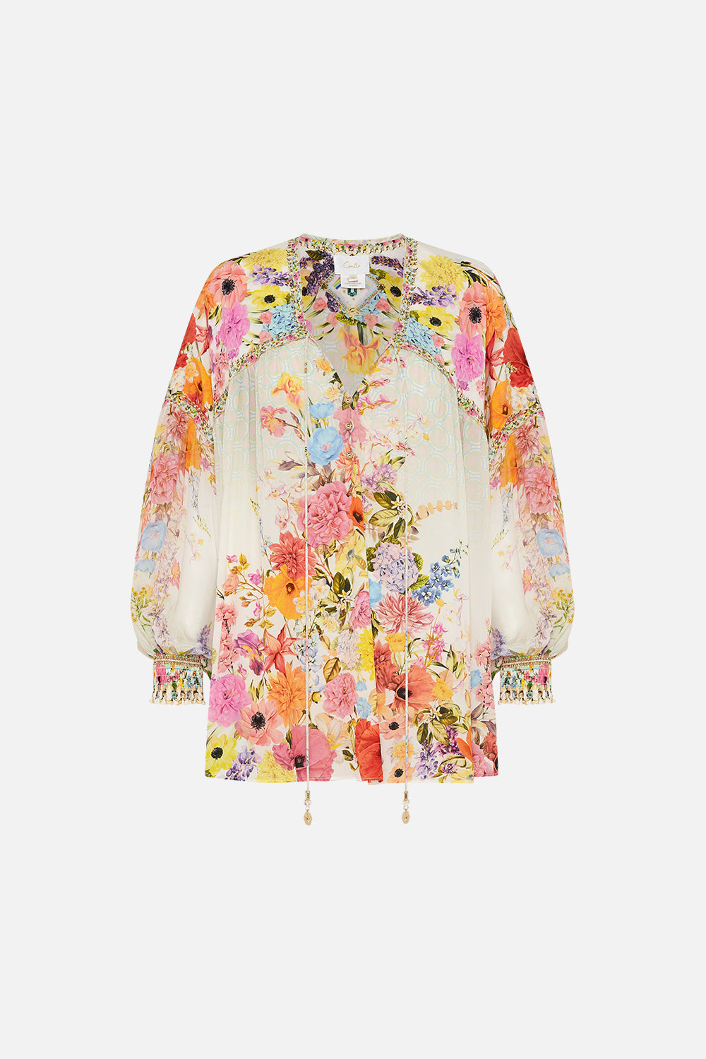 BLOUSON BLOUSE WITH NECK TIE SUNLIGHT SYMPHONY
