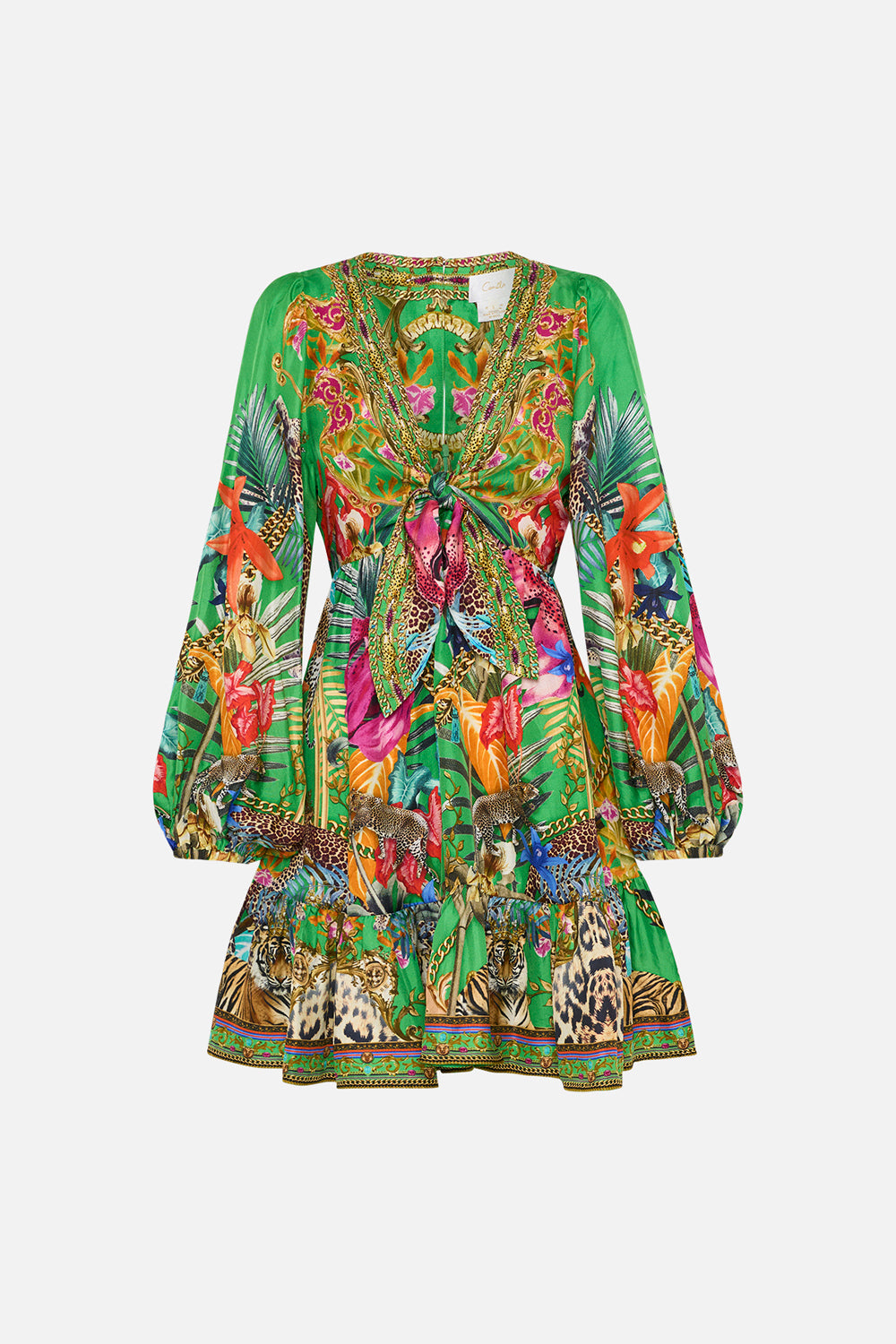 SHORT TIE FRONT BLOUSON DRESS CURIOUS AND CURIOUSER