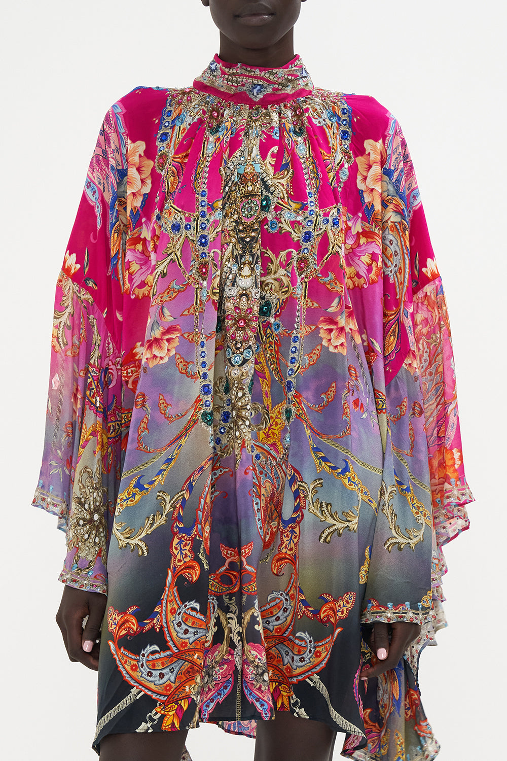 HIGH NECK RUFFLE SWING DRESS WHAT LIES BENEATH