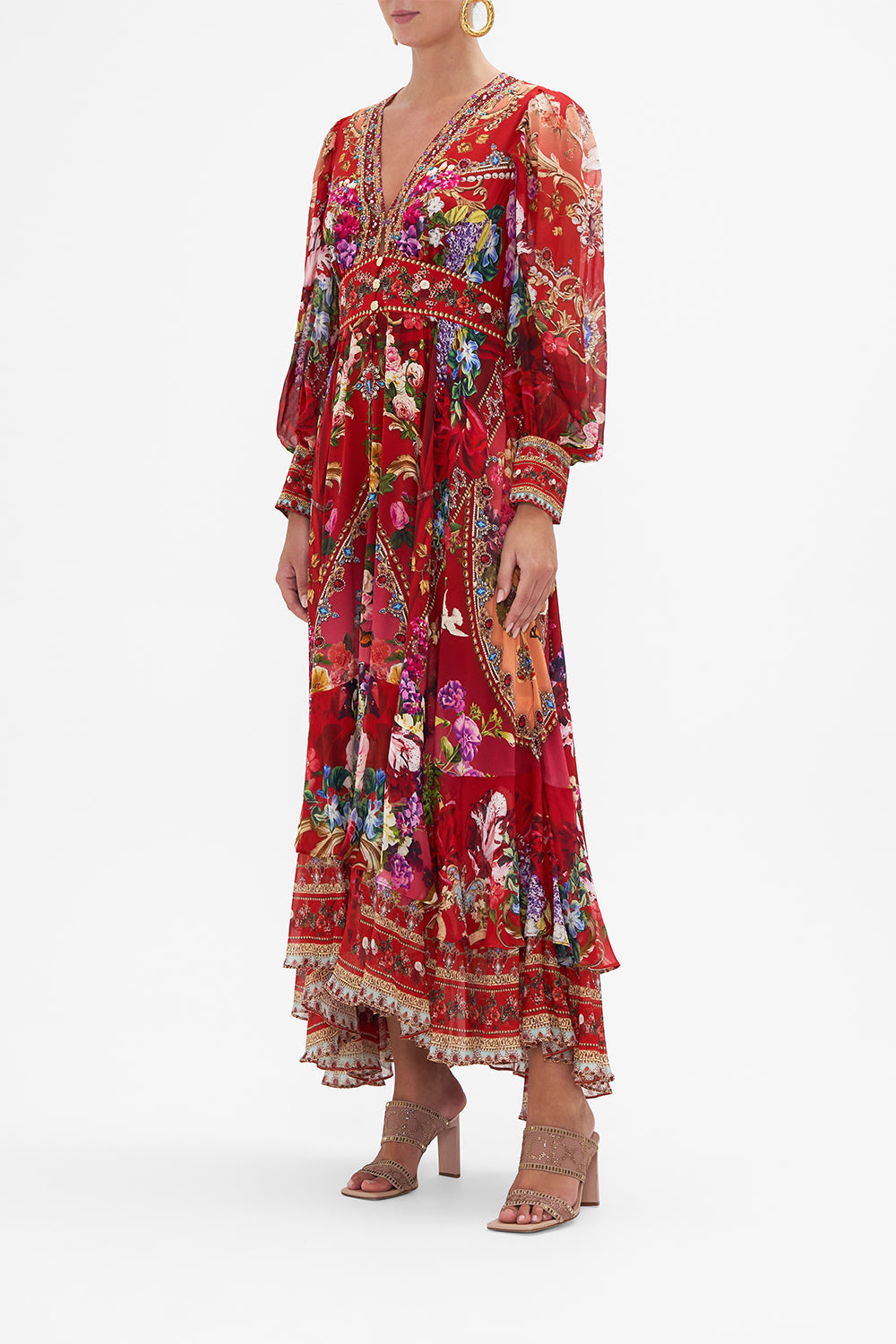 LONG BUTTON FRONT DRESS RITES OF ROSES