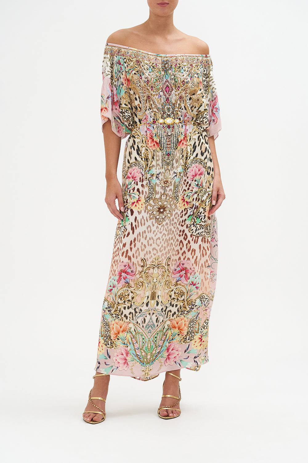 Off Shoulder Kaftan Queen Atlantis print by CAMILLA