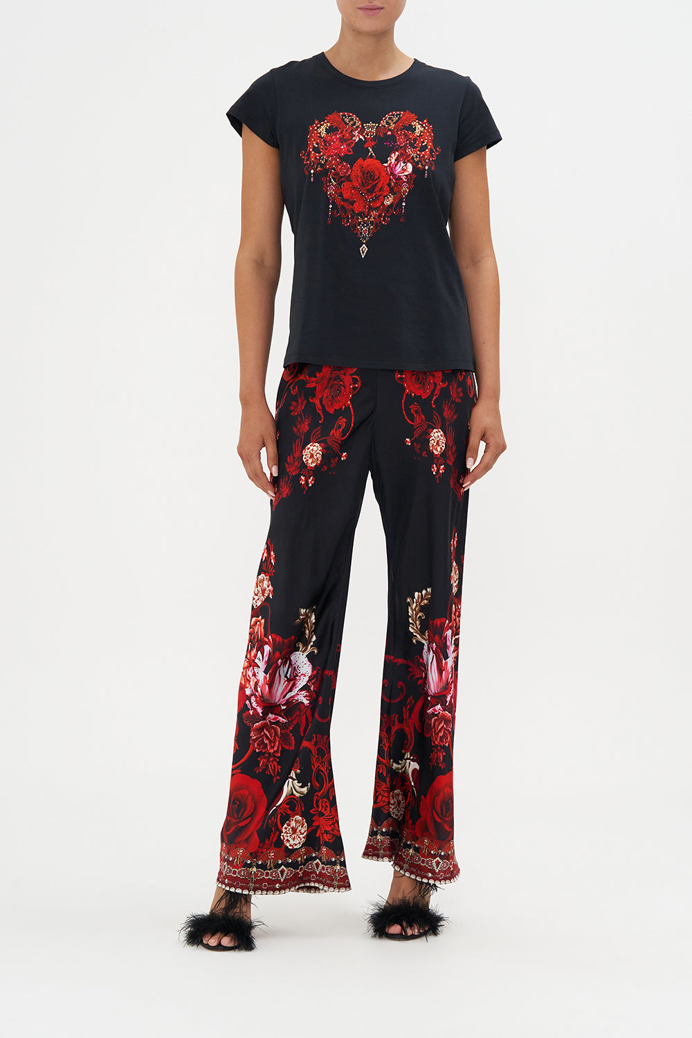 Slim Fit  Round Neck T-Shirt Sisterhood Of The Rose print by CAMILLA