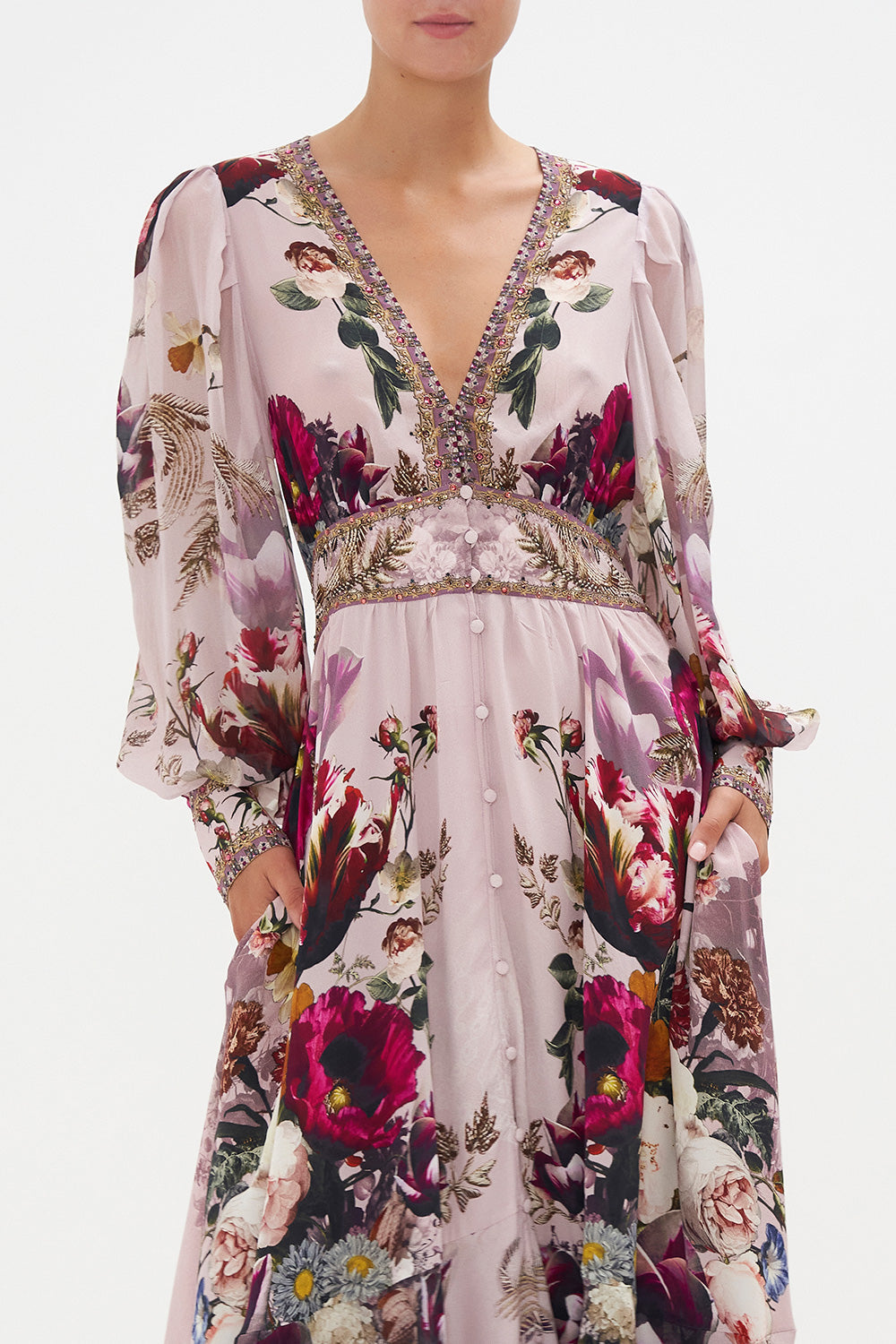 LONG BUTTON FRONT DRESS GYPSY ROSE