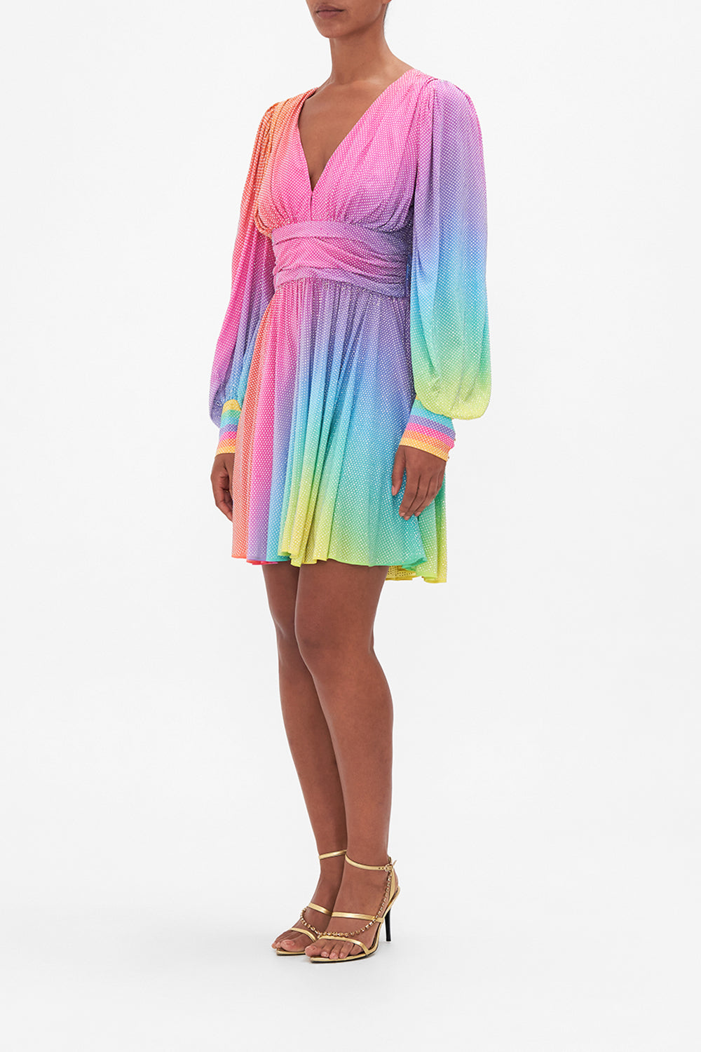 LUXE SHORT DRESS WITH BLOUSON SLEEVE DANCING WITH DESTINY