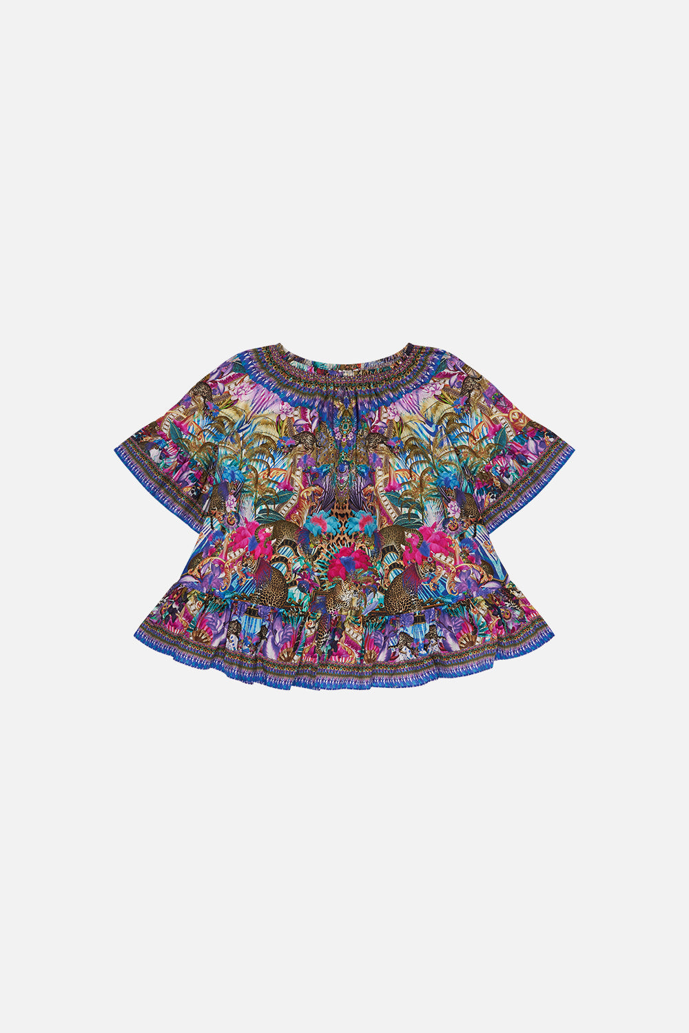 Kids A-Line Frill Dress  4-10 Merry Go Round print by CAMILLA