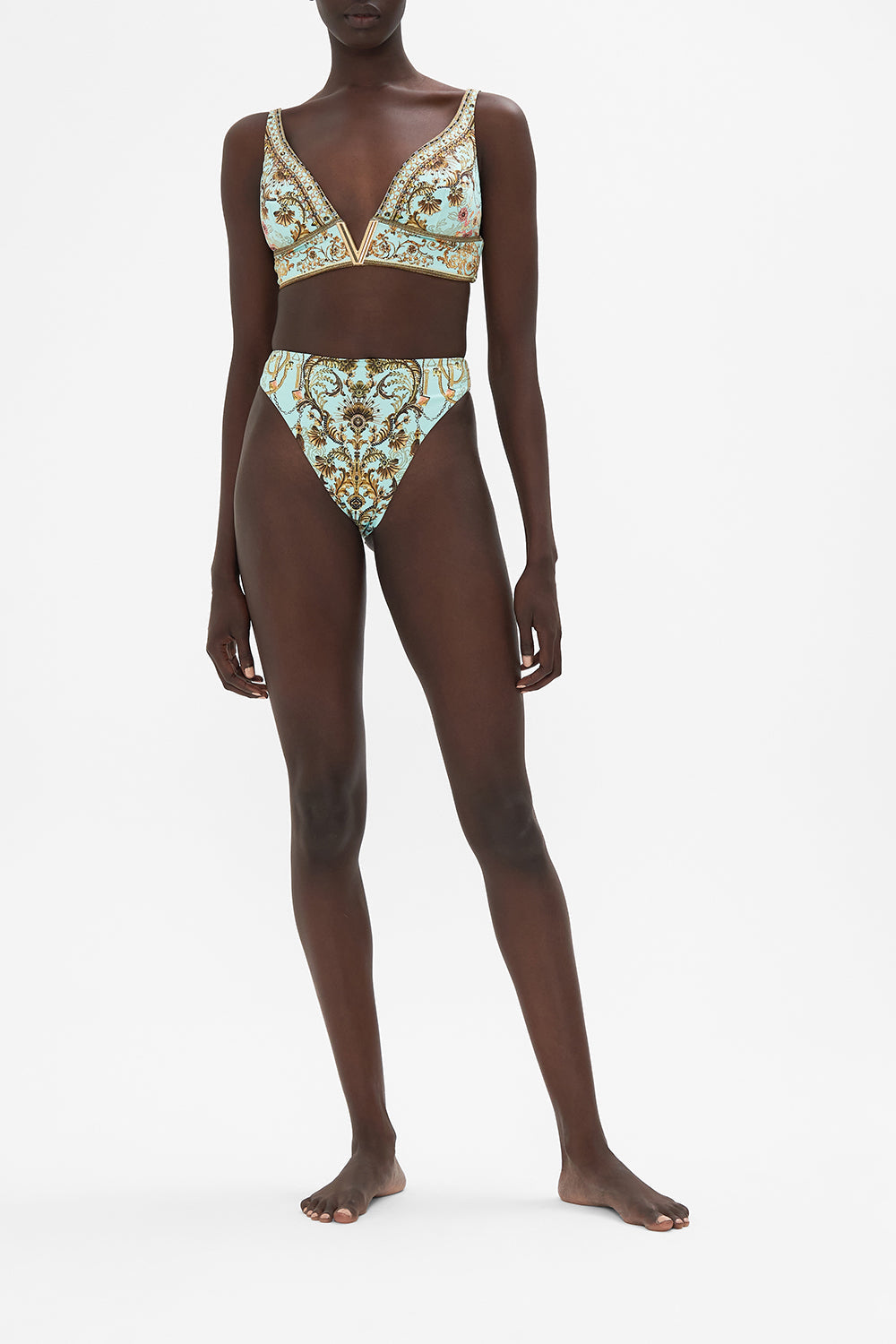 V Neck Hardware Bra Adieu Yesterday print by CAMILLA