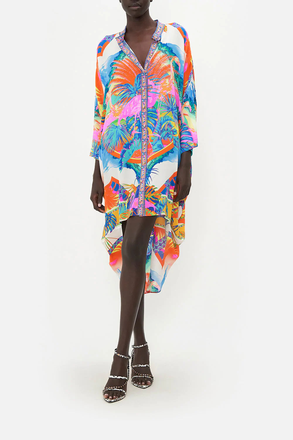 SCOOP BACK SHIRT DRESS FLAMENCO FLAMINGO