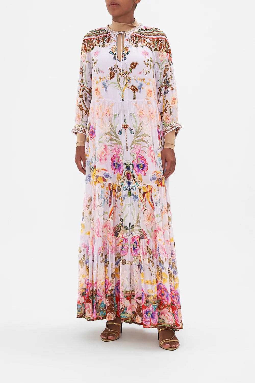 LONG GATHERED PANEL DRESS NATURES KALEIDOSCOPE