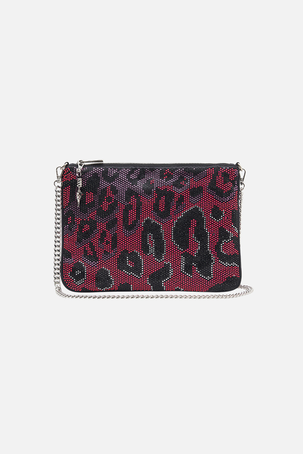 Embellished Zip Top Clutch with Strap, O/S | Always Change Your Spots | Embellished | Camilla