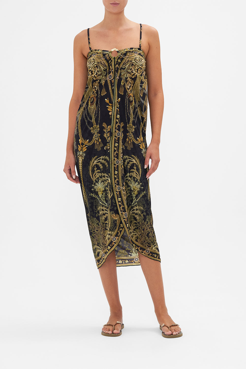 Ring Trim Long Sarong The Night Is Noir print by CAMILLA