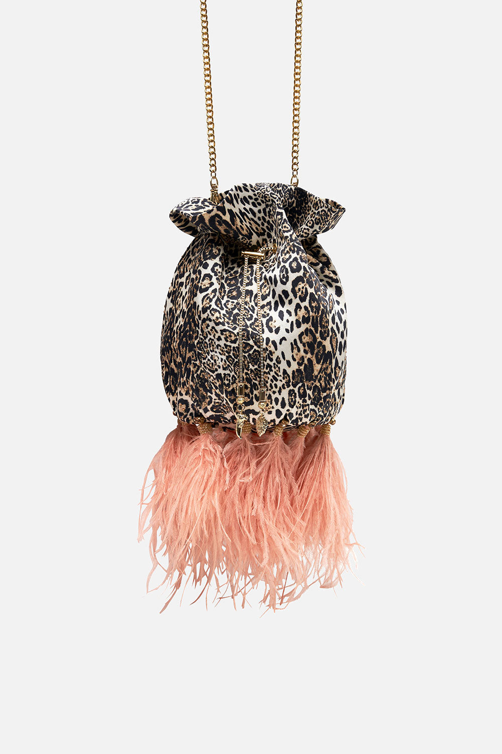 DRAWSTRING POUCH WITH FEATHERS COOL FOR CATS