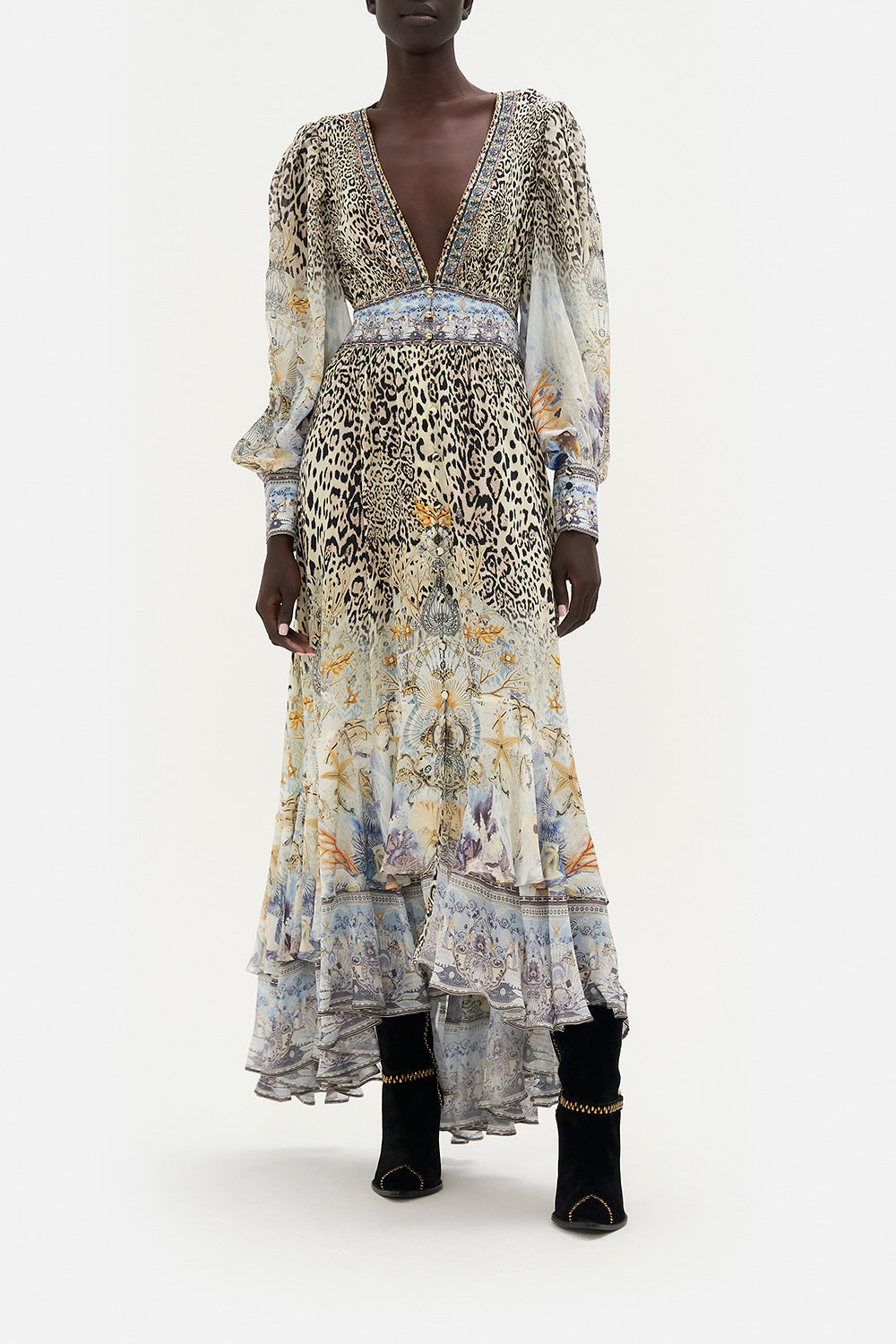 LONG BUTTON FRONT DRESS SEAHORSE SONNET