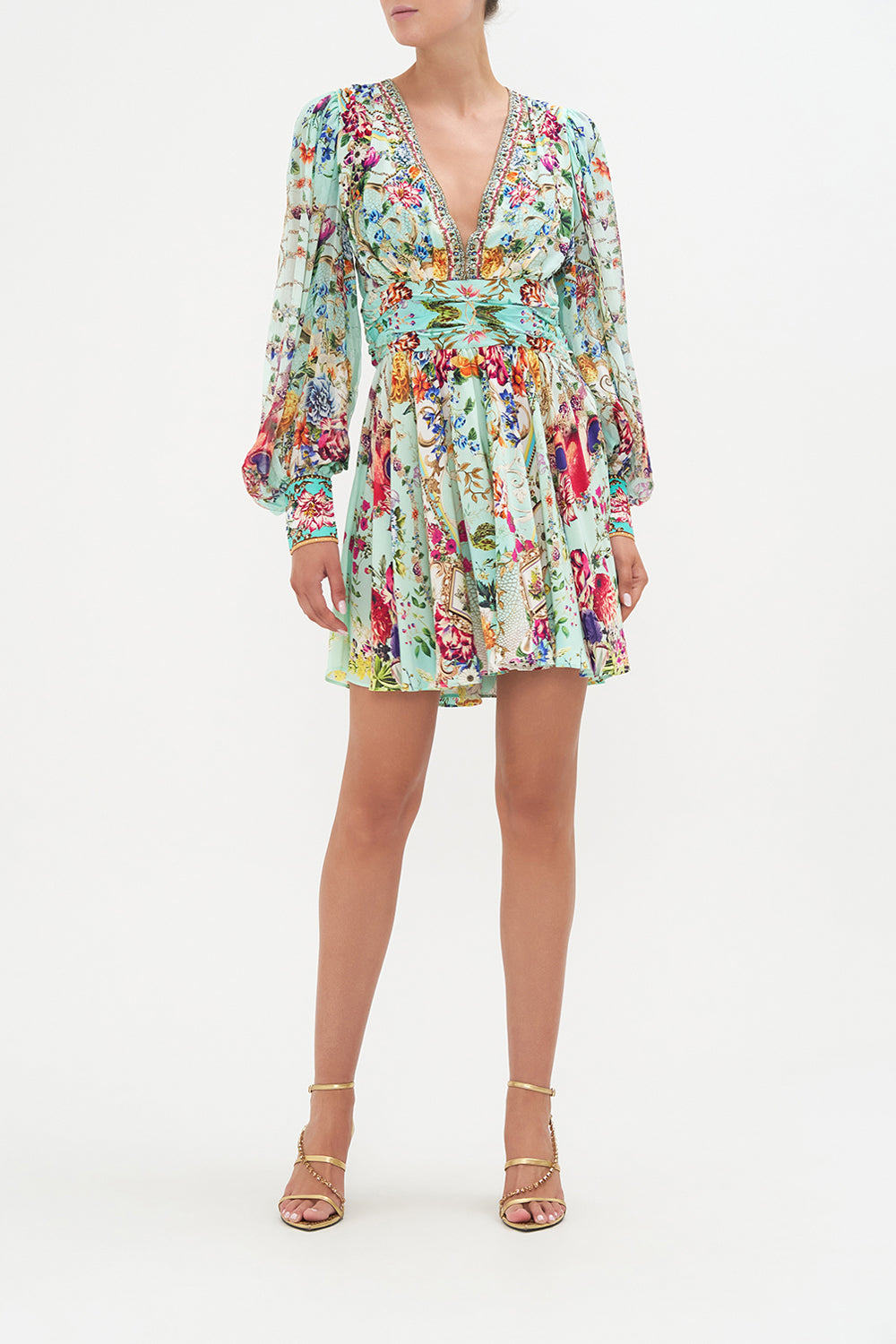 SHORT DRESS WITH BLOUSON SLEEVE HONEY HONEY