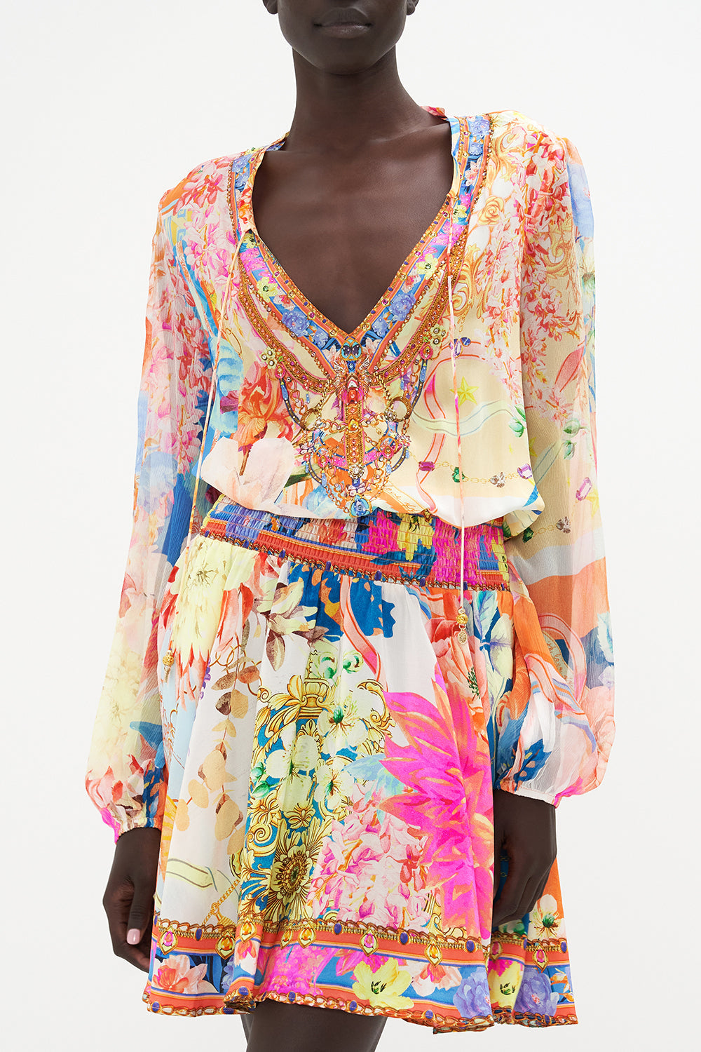 SHIRRED RELAXED SHORT DRESS MEET ME IN THE GARDEN