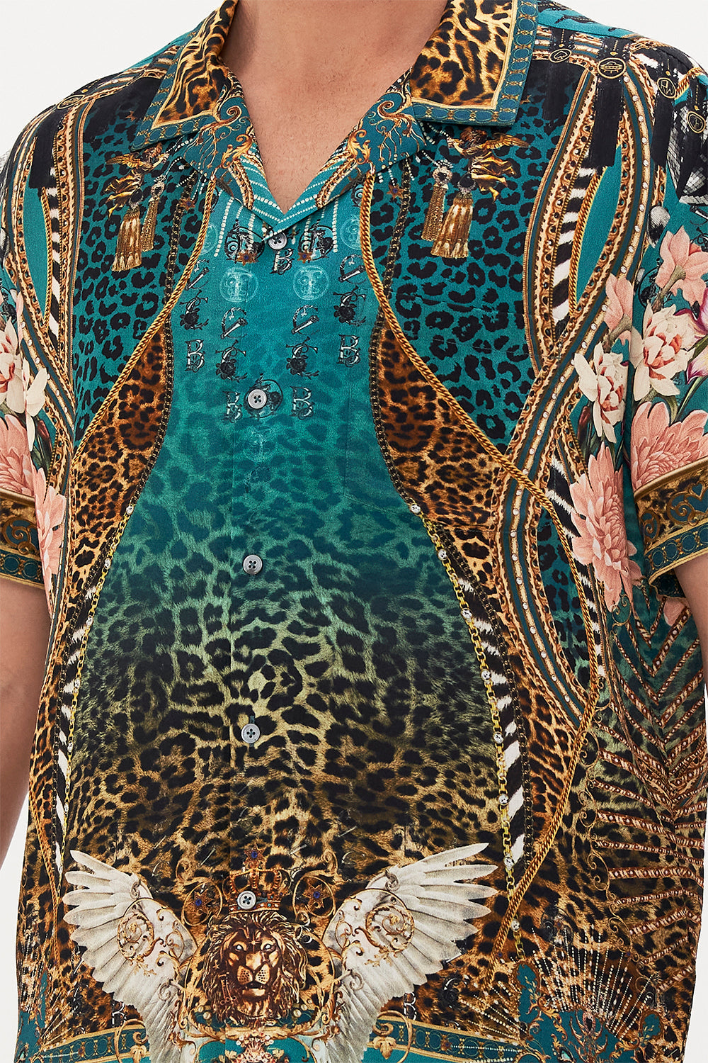 SHORT SLEEVE CAMP COLLARED SHIRT TIGER PANTS