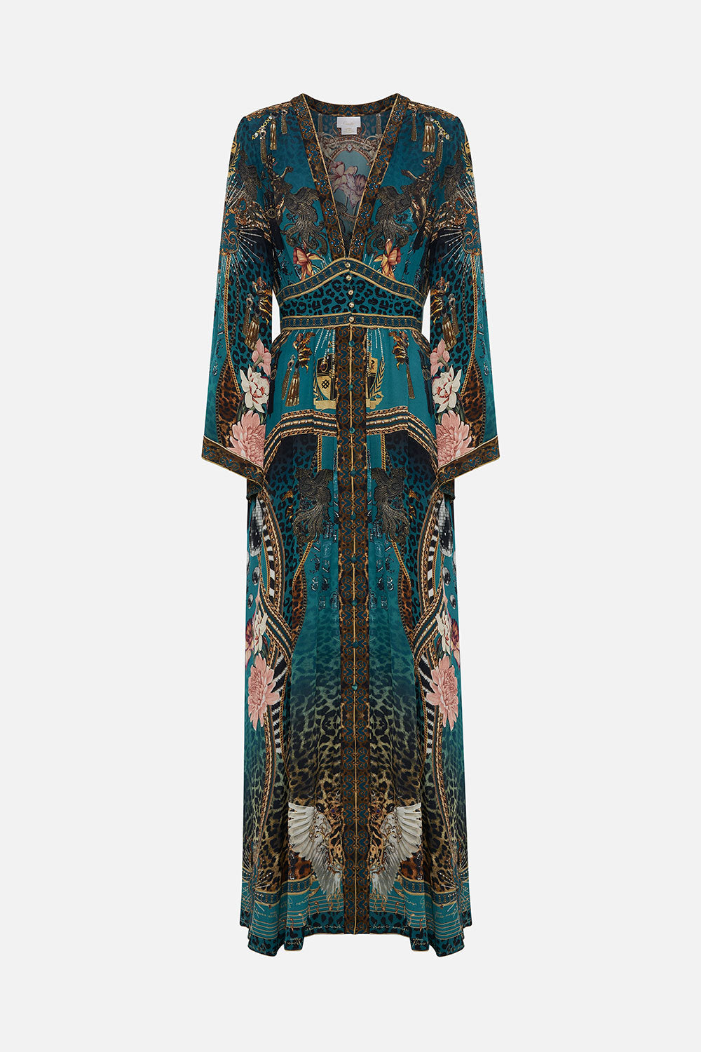 KIMONO SLEEVE DRESS WITH SHIRRING DETAIL TIGER PANTS