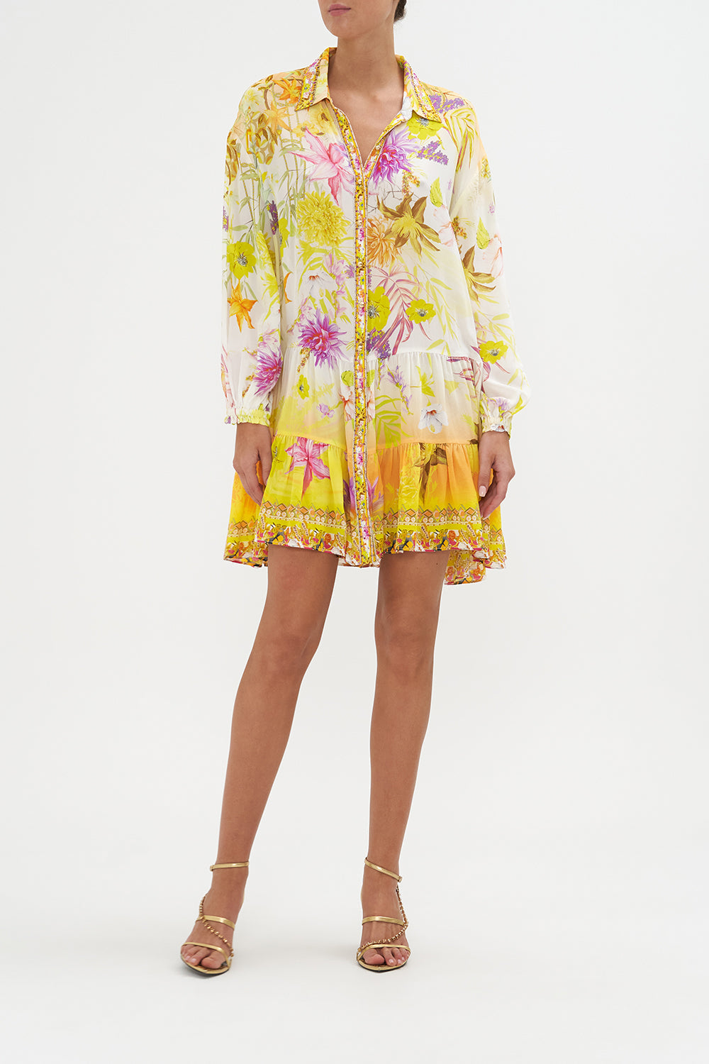 Tiered Shirt Dress How Does Your Garden Grow print by CAMILLA