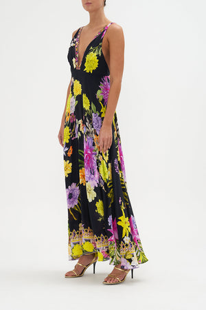 PLUNGE NECK MAXI DRESS PEACE BE WITH YOU