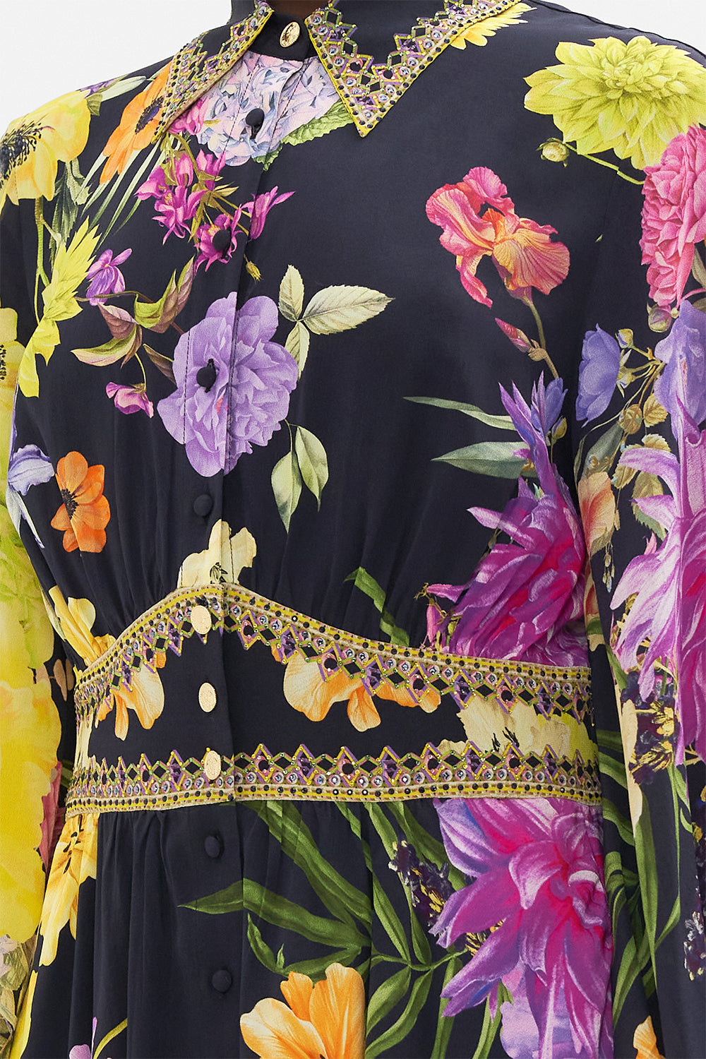 COLLARED SHAPED WAISTBAND DRESS PEACE BE WITH YOU