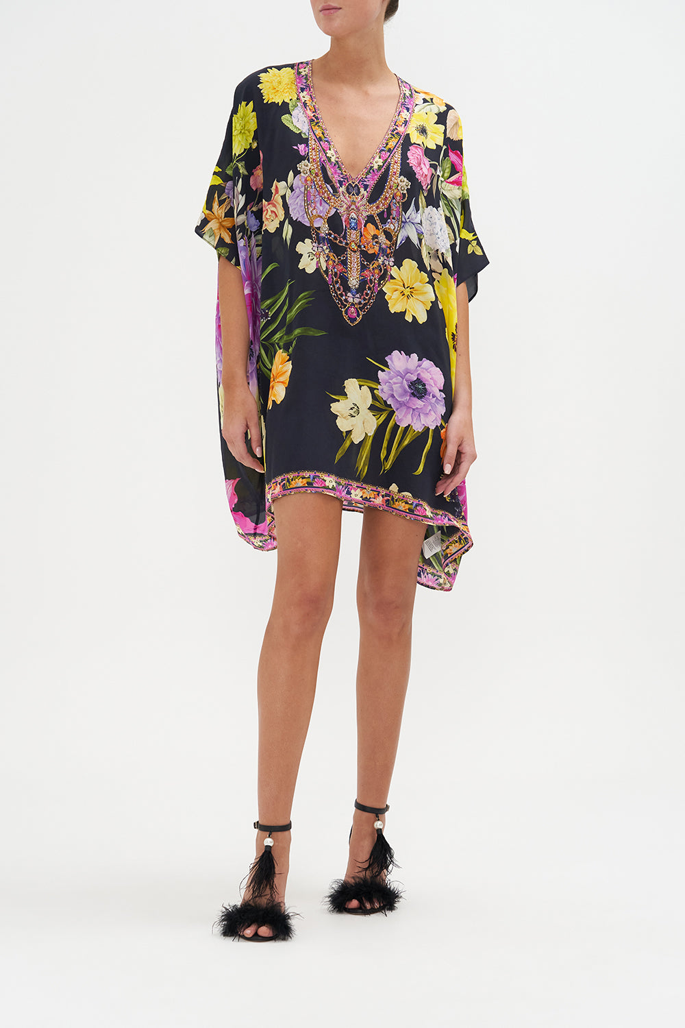 Rectangular V Neck Kaftan Peace Be With You print by CAMILLA