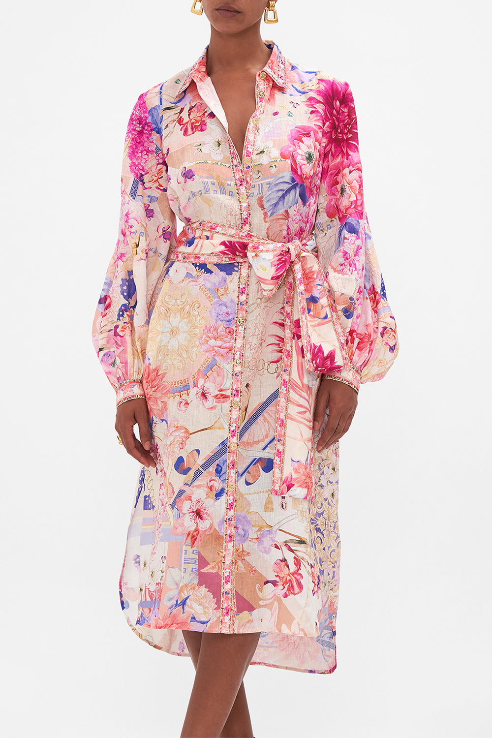 HIGH LOW MIDI SHIRT DRESS ROSE BED RENDEZVOUS