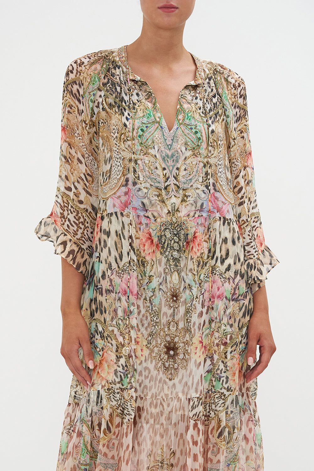 WIDE SLEEVE GATHERED DRESS QUEEN ATLANTIS