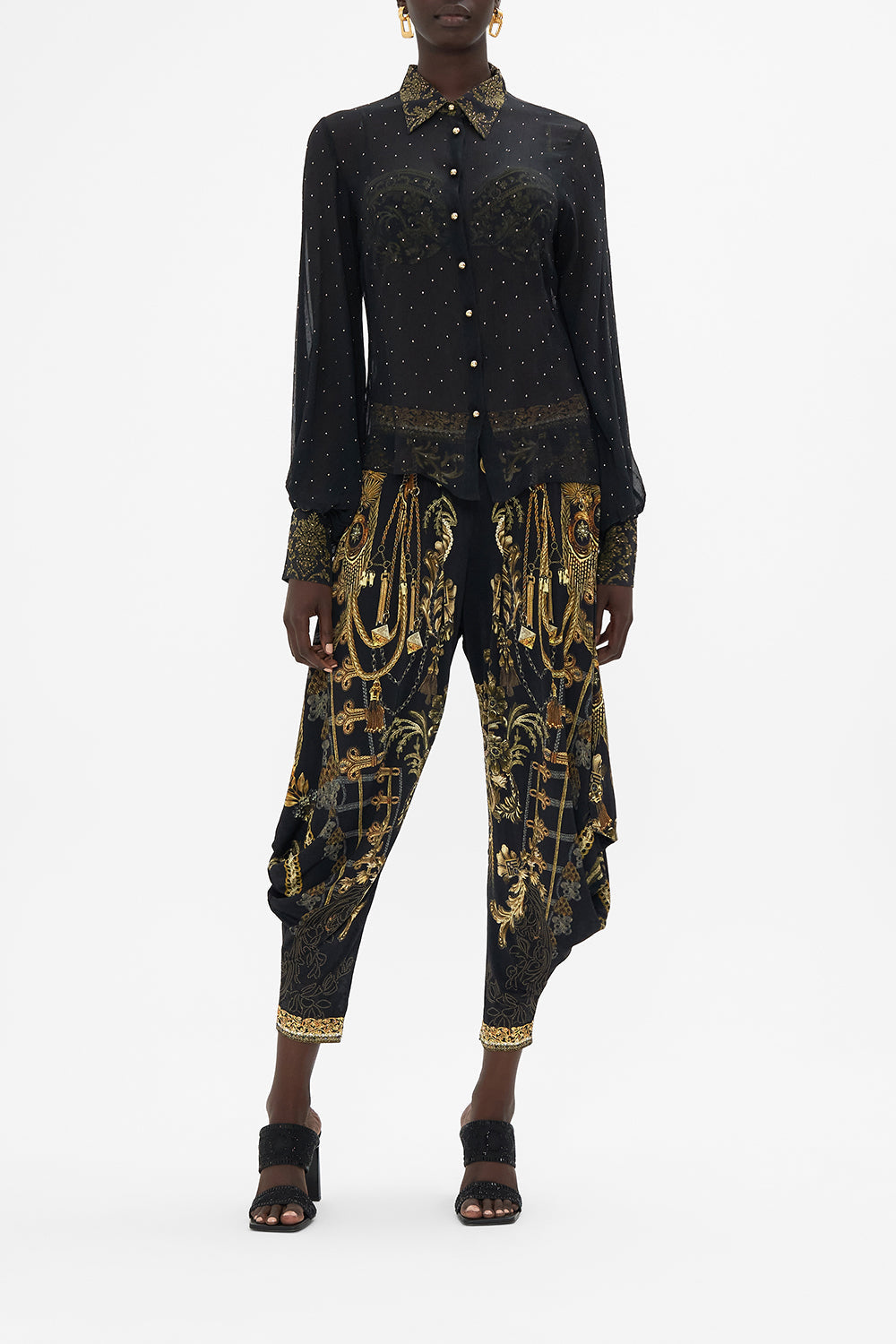 Split Sleeve Blouse The Night Is Noir print by CAMILLA