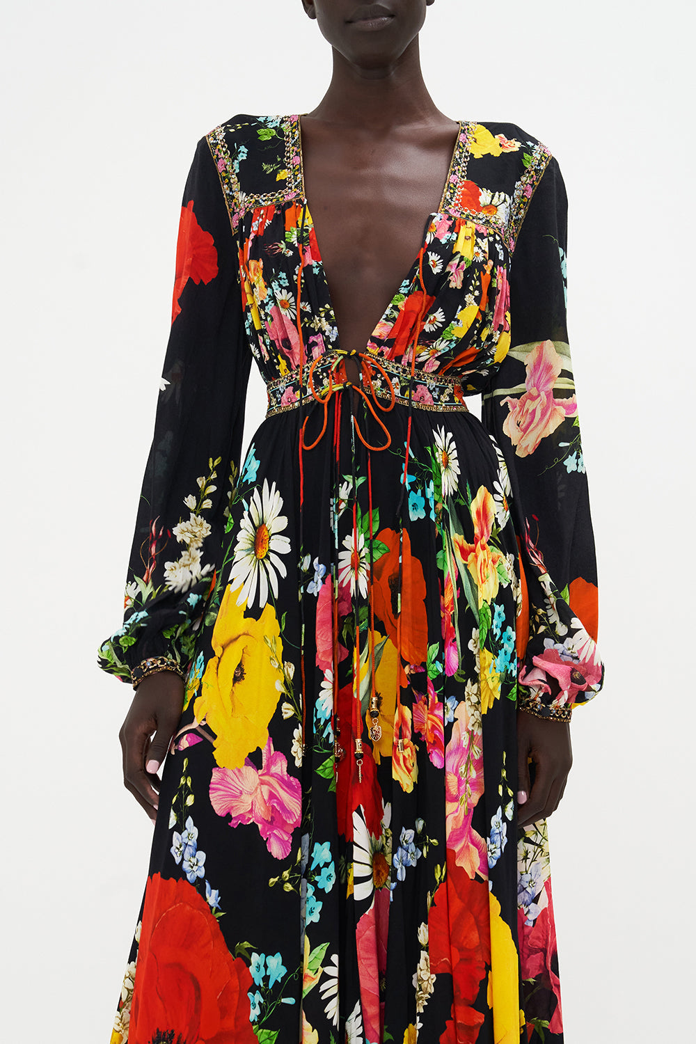 PEASANT DRESS WITH TIE FRONT DIVINE DIVINITY