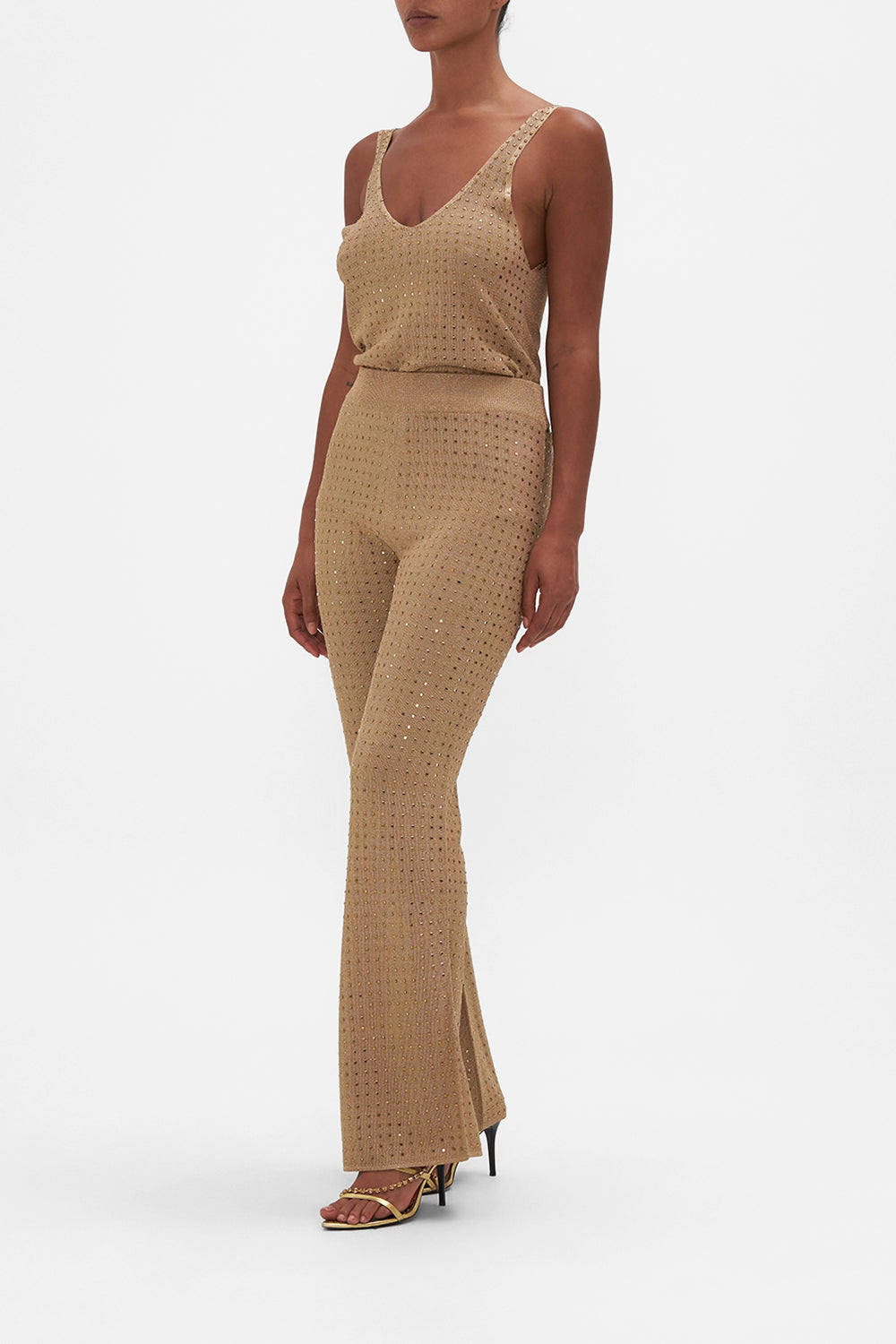 FLARED JACQUARD KNIT PANT RAVIN RAVEN