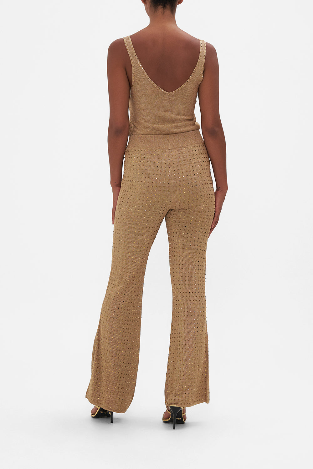 FLARED JACQUARD KNIT PANT RAVIN RAVEN