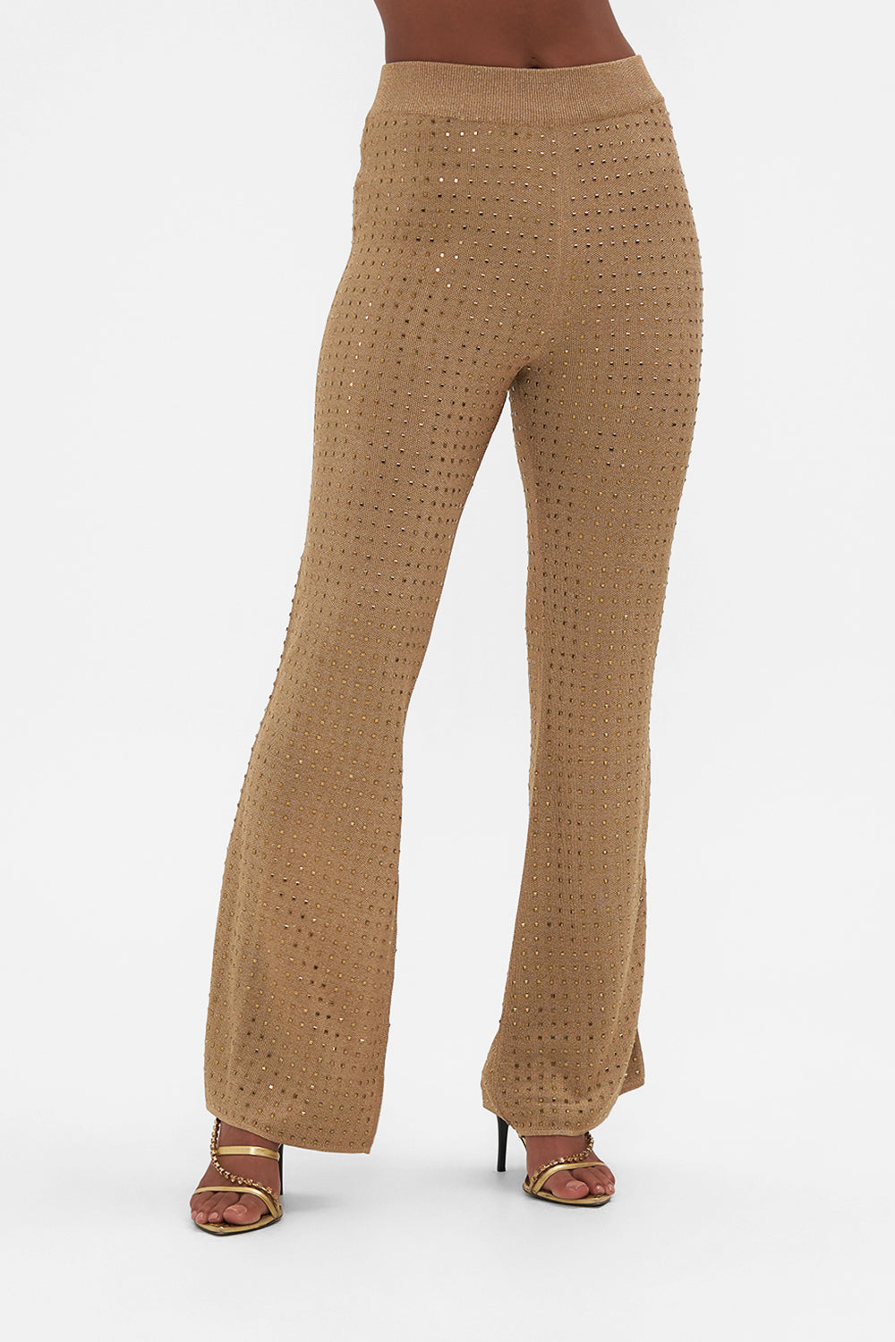 FLARED JACQUARD KNIT PANT RAVIN RAVEN