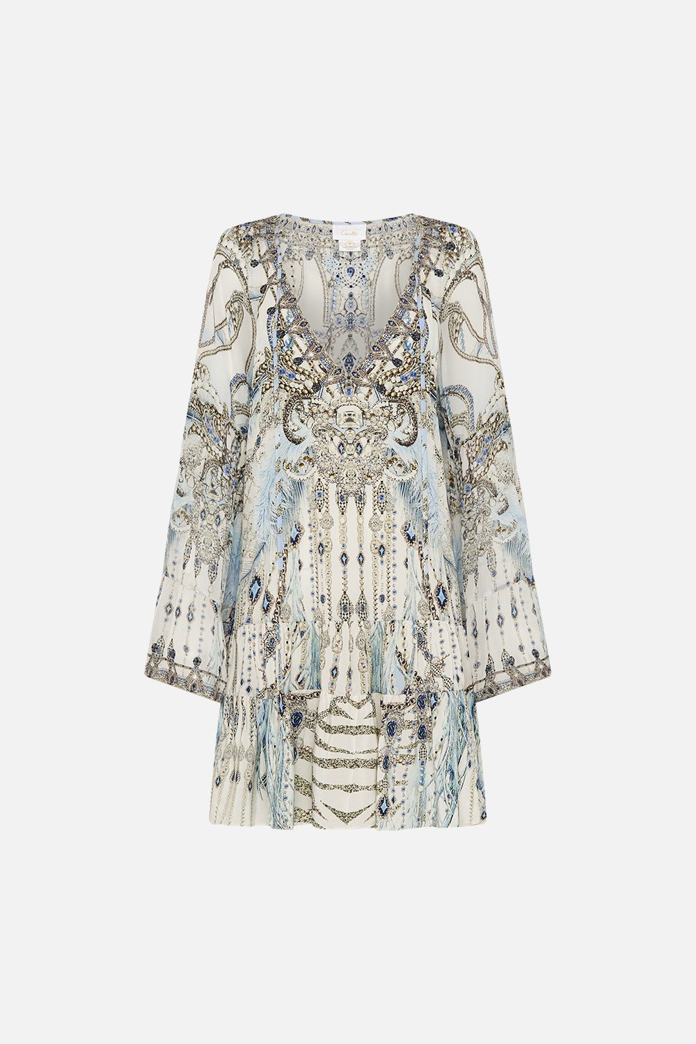 A-LINE GATHERED PANEL DRESS MOON AND BACK