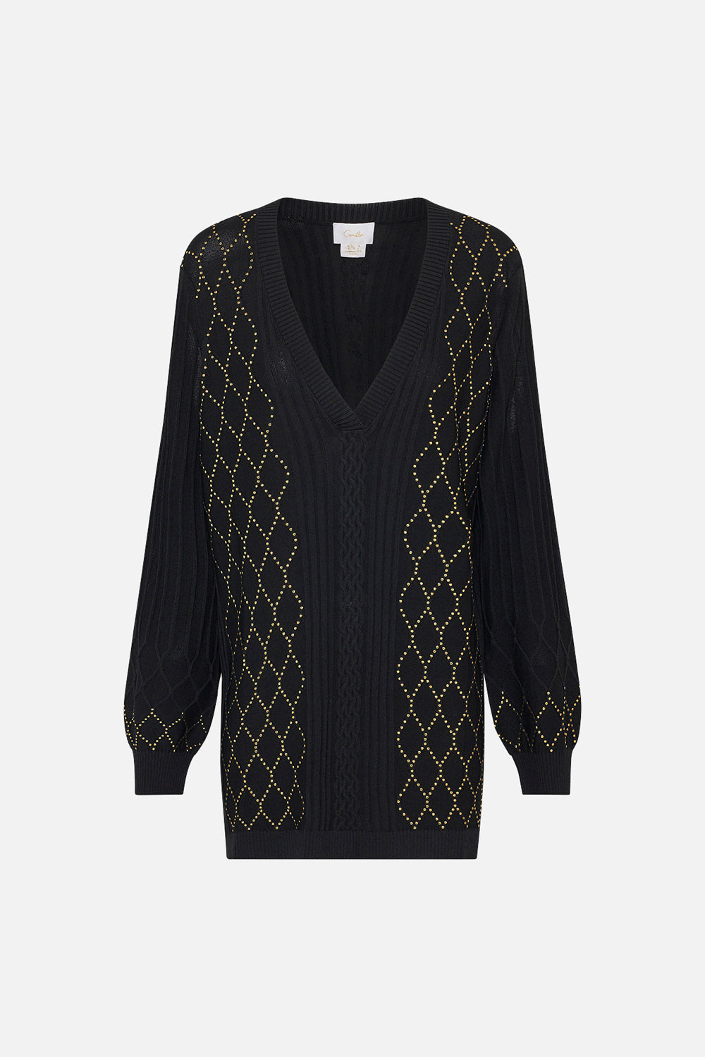 EMBELLISHED V NECK KNIT THE NIGHT IS NOIR